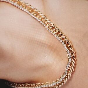 Open Edit Rhinestone Embellished Chain Necklace